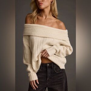 12th tribe Pamela Beige Off The Shoulder Sweater size small - NWT